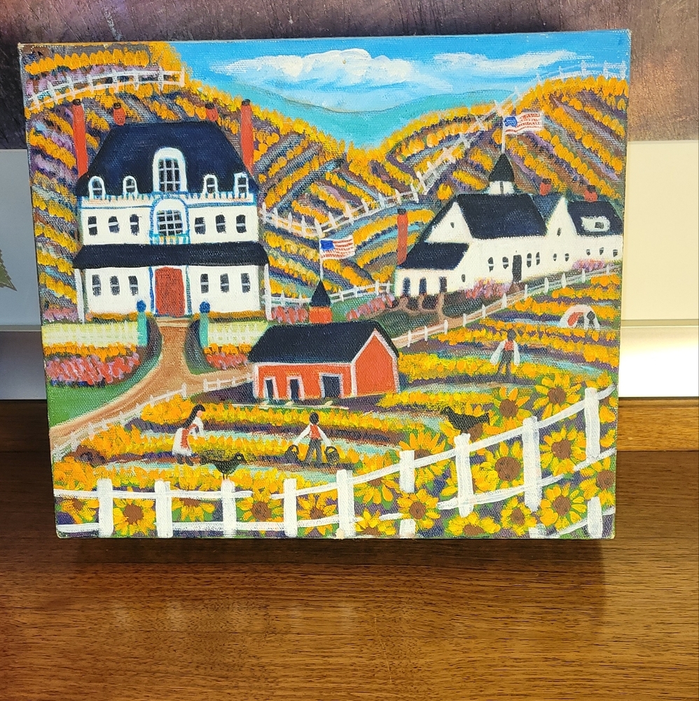 Original Oil On Canvas Folk Art Painting by Cheryl Bartley